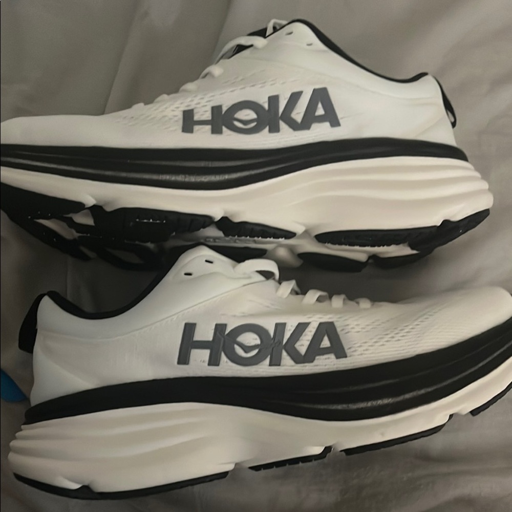 HOKA White and Black Athletic Shoes